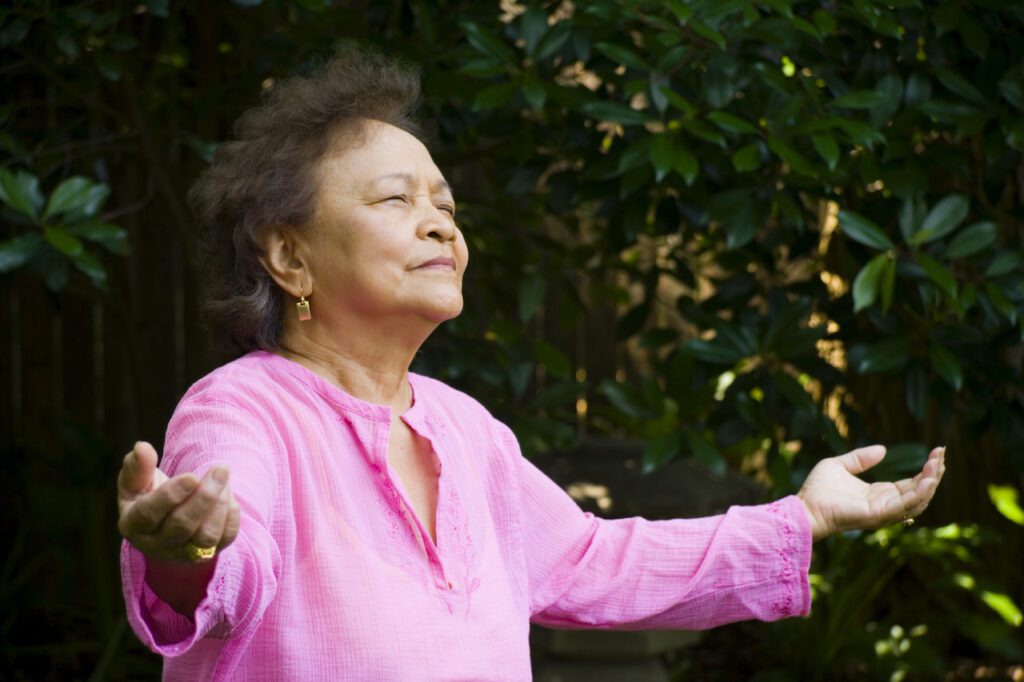 asian woman meditating