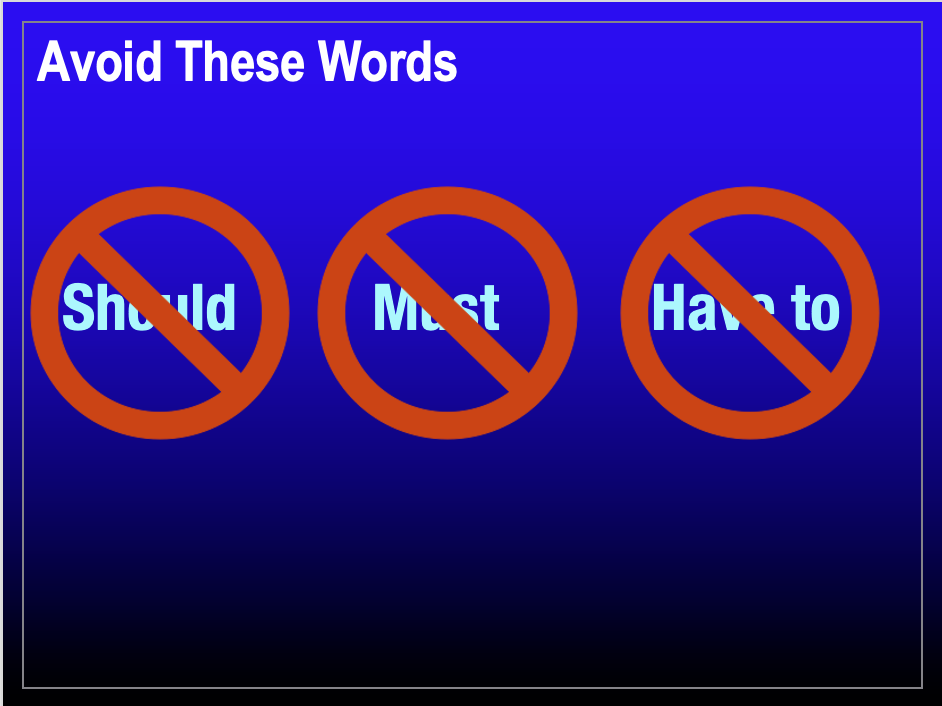 avoid words should must have to