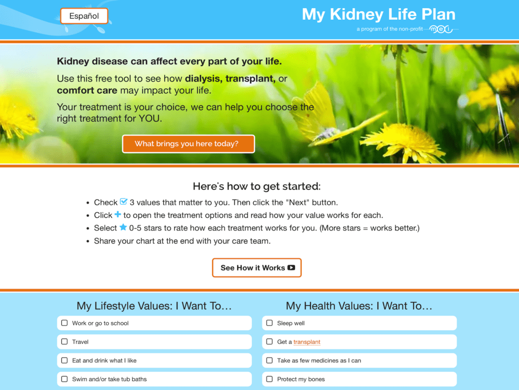 My Kidney Life Plan Website