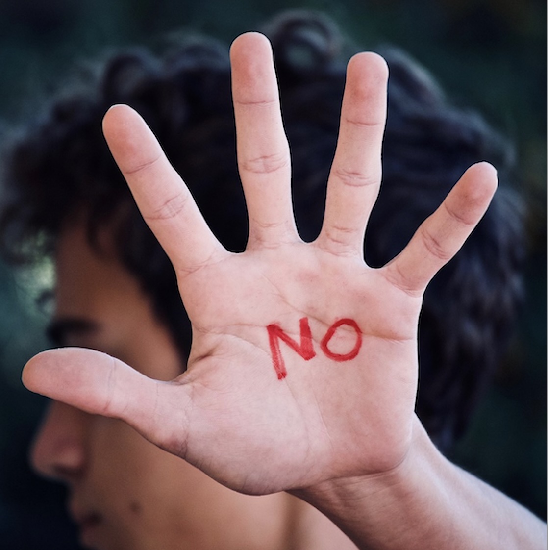 no written on palm of hand