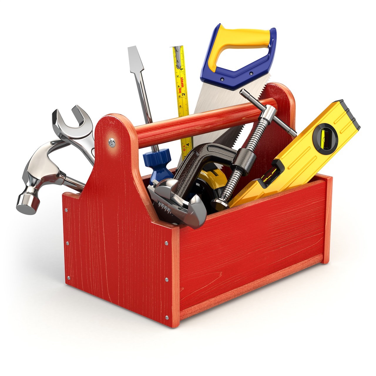 Red toolbox with tools