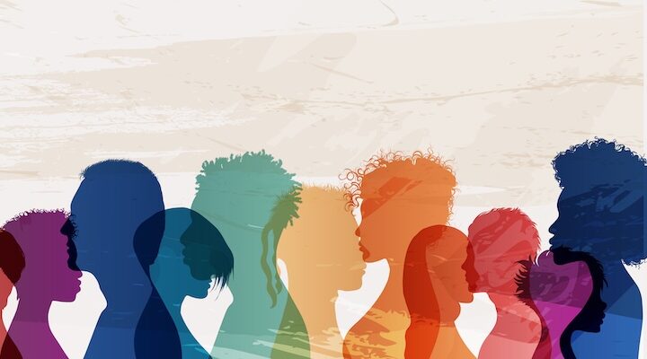 rainbow of people's profiles